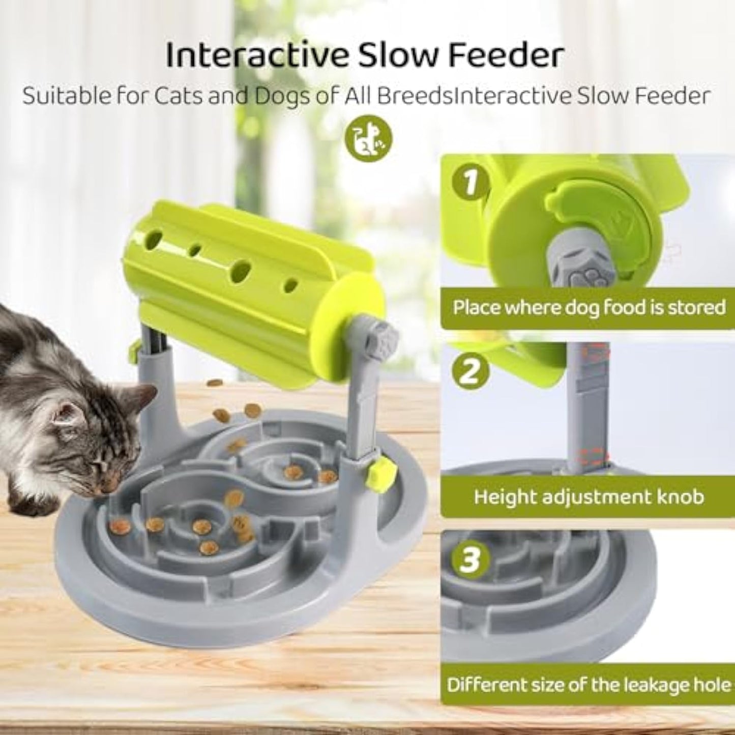 Interactive Slow Feeder Puzzle Bowl for Dogs & Cats