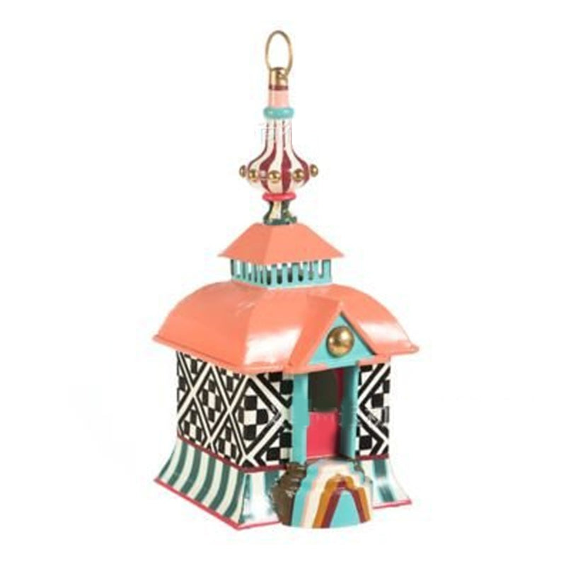 Hand-Painted Decorative Pendant Bird Feeder - Hanging Metal & Resin Garden Feeder
