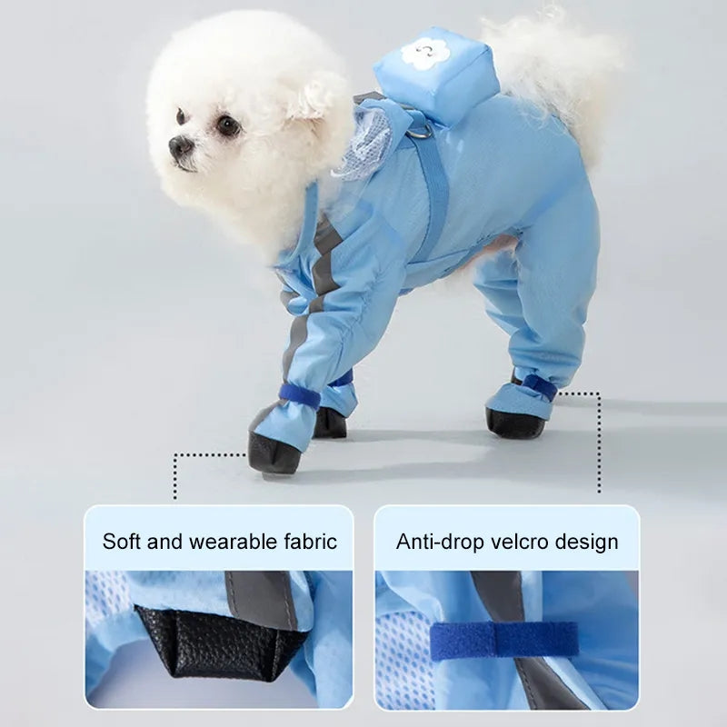 Waterproof Dog Raincoat | Full-Body 4-Leg Rain Jacket for Small & Medium Dogs